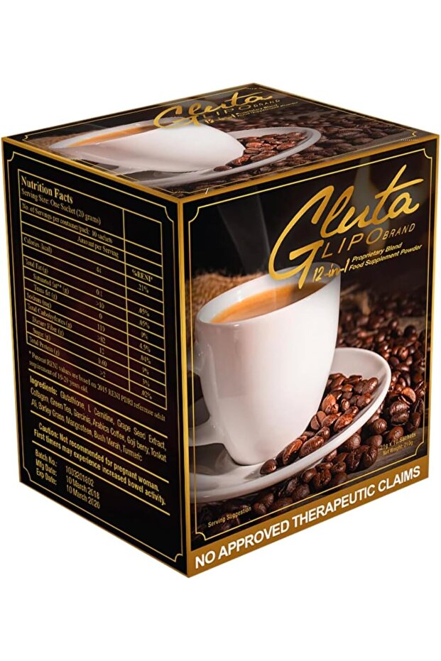 Glutalipo Detox Coffee, Power on Natural Ingredients, Instant - 10 Sachets