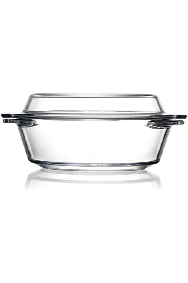 Glass Casserole with Lid 1L, Borosilicate Round Bakeware, Oven, Microwave and Dishwasher Safe, Clear