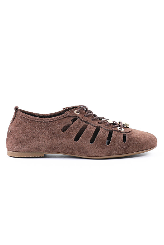 Genuine Leather Brown Suede Women's Sneaker - Rgn3196