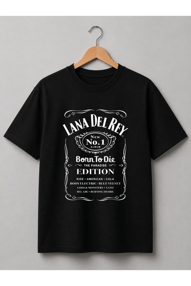 Black Women's Oversize Lana Del Rey Design 100% Cotton Premium Printed T-Shirt