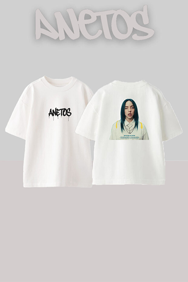 Billie Eilish_13 Design Printed Oversize White T-Shirt