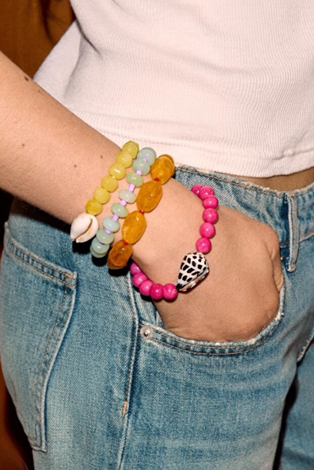 Set of 4 Beaded Elastic Bracelets