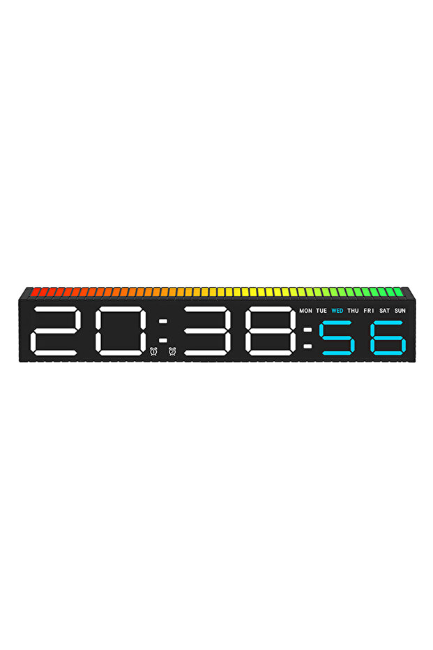 6673WB Digital LED Alarm clock with Colorful Music Rhythm Pickup Lighting Bar. Gift Table Clock for