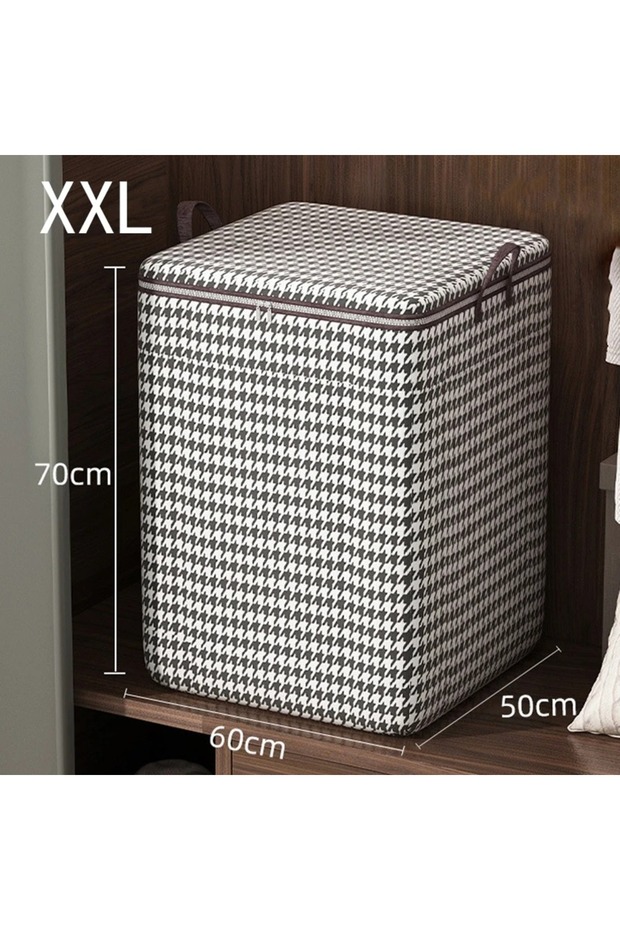 حقيبة تخزين كبيرة الحجم XXL مقاس 70×60×50 سم بنقشة هاوندستوث، سعة كبيرة قابلة للطي لتنظيم الملابس في خزانة الملابس المحمولة