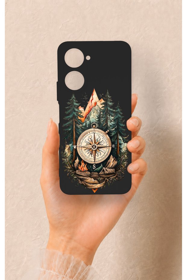 Vivo Y18 Compatible Compass Forest Pattern Silicone Case