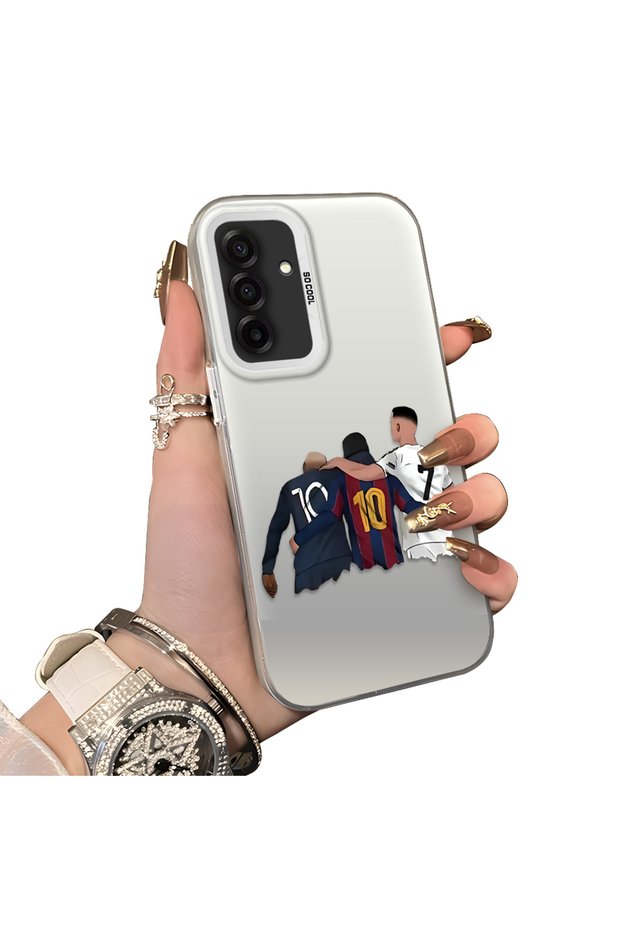 Samsung Galaxy A26 Compatible Silicone Edge Hard Back Case Couple Phone Case with Football Pattern