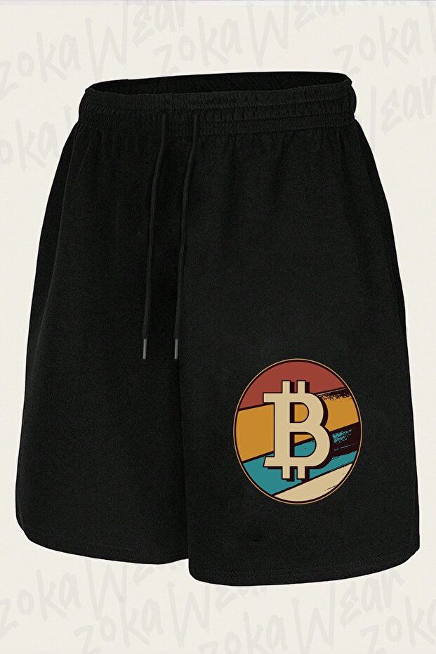 Unisex Retro Bitcoin Design Printed Shorts