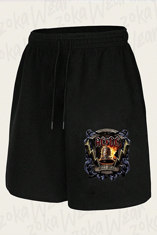 شورت مطبوع بتصميم AC DC Hells Bells للجنسين