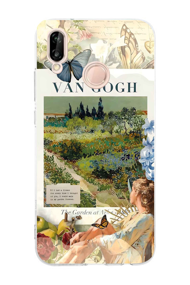 Huawei P20 Lite Compatible Van Gogh Art Patterned Transparent Phone Case