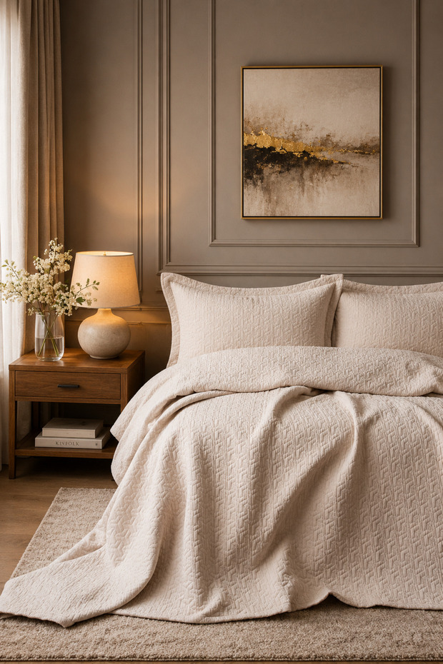 Lisa Bedspread Set Double Beige 240*230 cm
