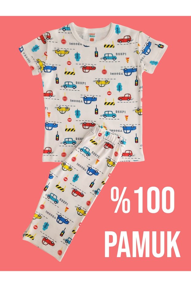 100% Cotton Kids Capri Set # Printed Children's Capri Set # Arabadesenlitakım # Laundry Room