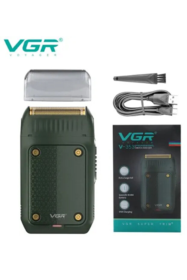 V-353 green VGR Electric Shaver Professional Beard Trimmer Cordless Shaving Machine Portable Foil Ra