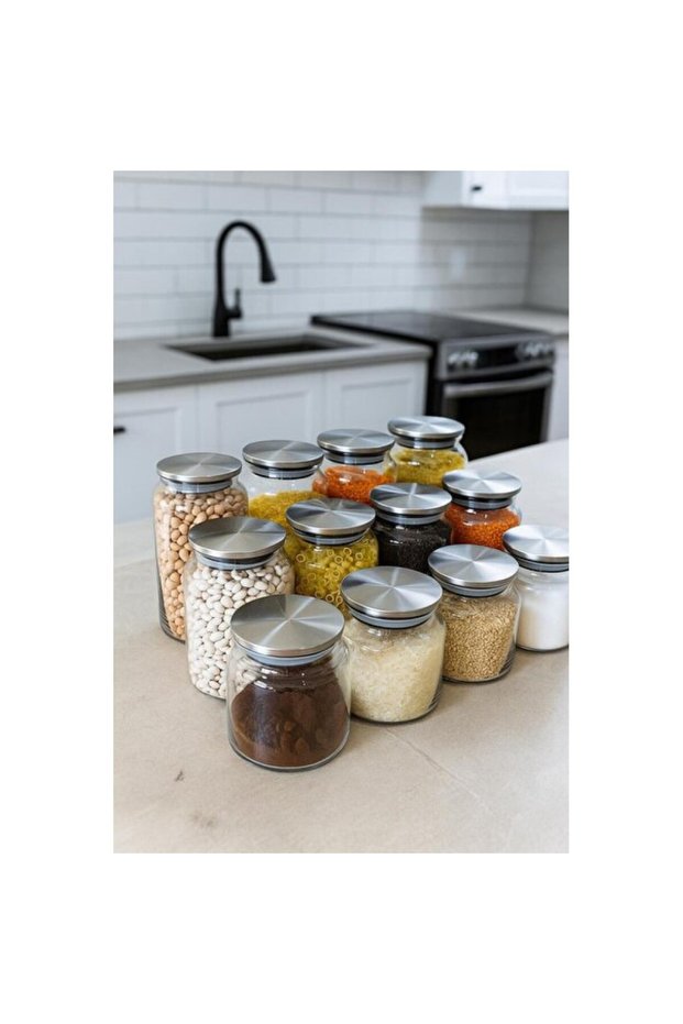 12-Piece Metal Lid Jar Set, Spice and Food Storage with Labels