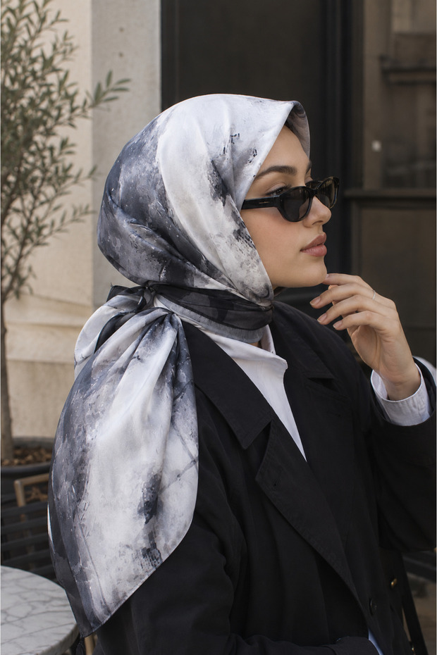 Modern Floral Pattern Scarf Series Gray