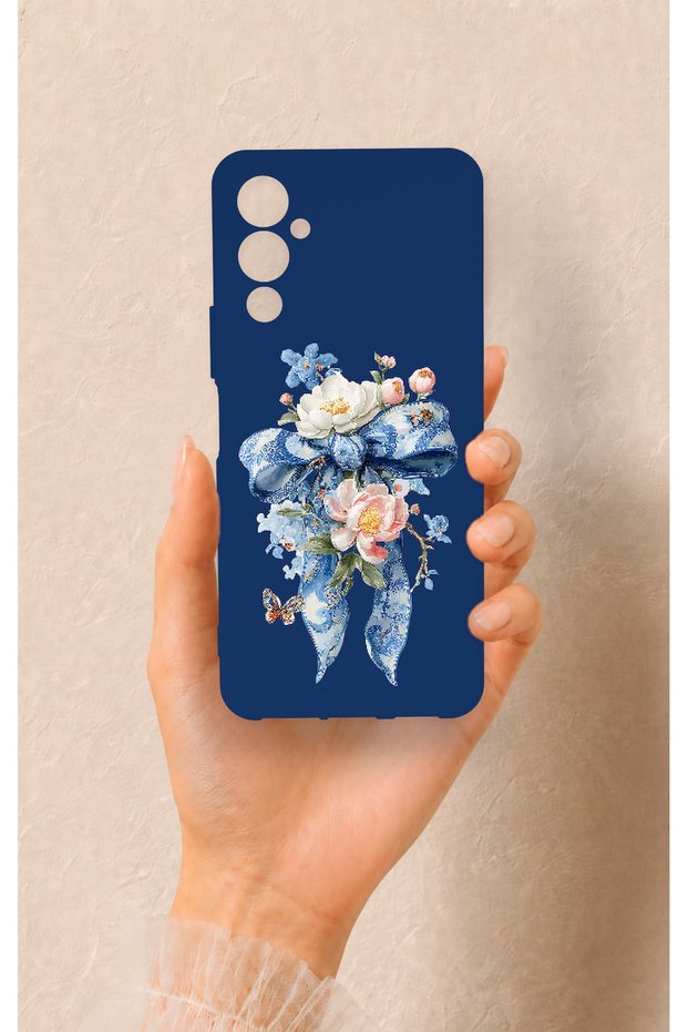 Tecno Pova Neo 4 Compatible Blue Ribbon Flower Patterned Silicone Case