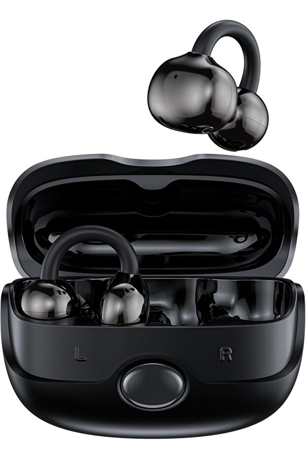 VENICE Wireless Earbuds, True Wireless Bluetooth V6.0 Earphones, 4H Playtime & 32H Playtime Charging Case, Touch Control, Open-Ear Design, 10mm Driver, Lightweight Comfort (Black)