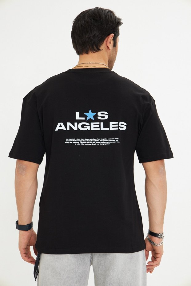 Unisex Oversized T-Shirt Los Angeles Printed Black / White