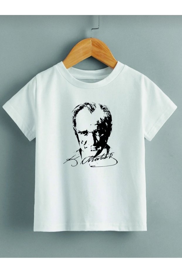 Atatürk Printed White Children's Cotton T-Shirt