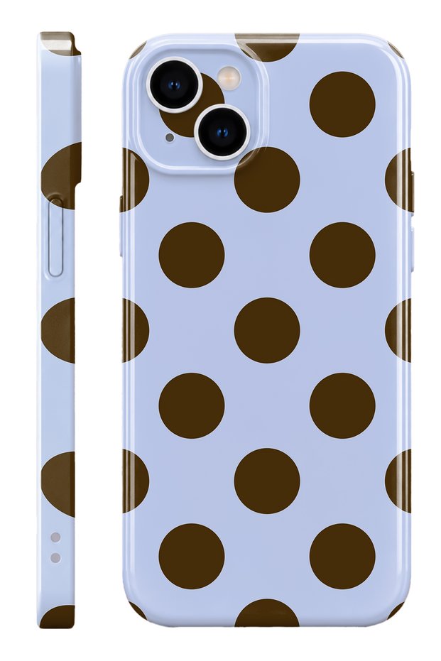 iPhone 13 Coffee Polka Dot Protect Slim Glossy Full Covering Print Camera Protected Phone Case