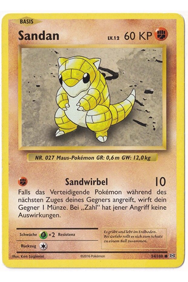 Sandshrew # 54 (Sandan) - German Evolutions - Card (Nm- Near Mint)