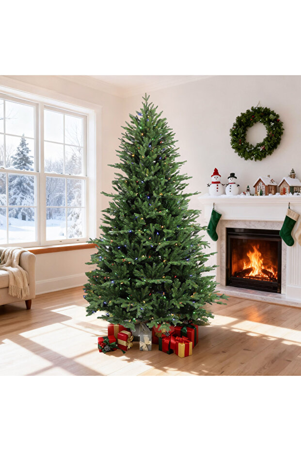 Multi Size Dual Light Pre-Lit PE+PVC Christmas Tree Auto Setup Artificial Tree Family Party Xmas Gift Ornament For Villa Shop