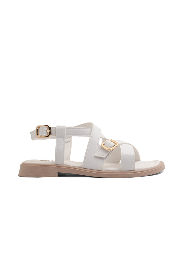 İk 2065 Cross-Strap Adjustable Buckle Detailed Sandals