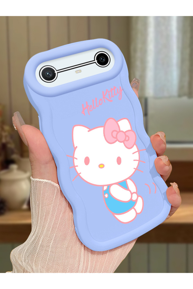 Tecno Pova Slim Compatible Case Camera Protector Blue Silicone Couple Phone Case Kitty Pattern