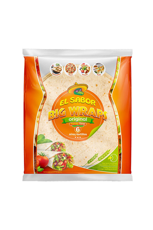- 6 BIG WRAPS ORIGINAL | 25cm Diameter | Soft Wheat Flour Tortillas | Perfect for Burritos, Wraps & Tacos | 370g