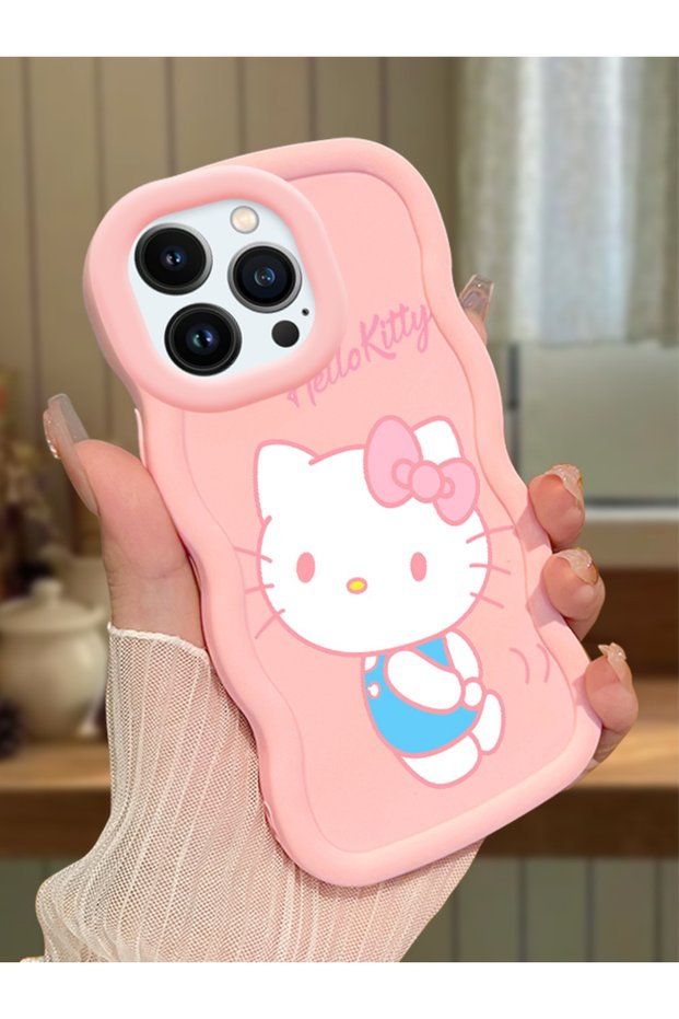 iPhone 13 Pro Compatible Case Camera Protector Pink Silicone Couple Phone Case Kitty Pattern