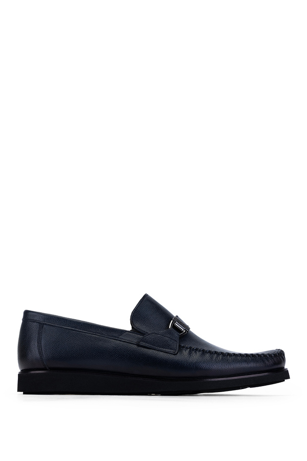 Men's Genuine Leather Navy Blue Loafers