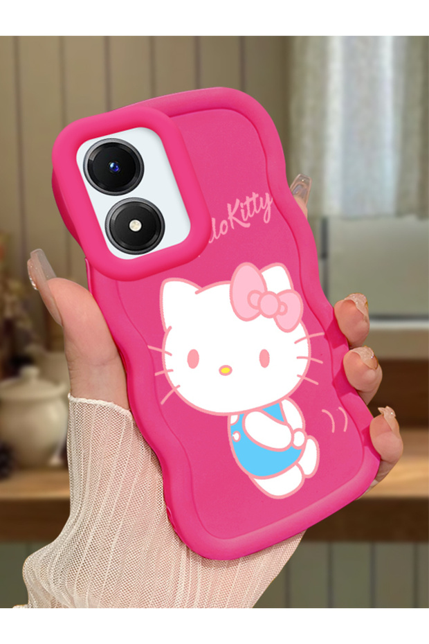 Vivo Y02S Compatible Case Camera Protector Red Silicone Couple Phone Case Kitty Pattern