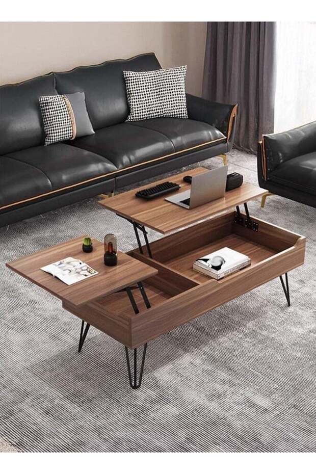 Coffee Table with Lifting Top, Modern Coffee Tables for Living Room with Hidden Compartment, Mid Century Space-Saving Convertible Furniture for Small Spaces Living Room Apartment 120x50x55cm