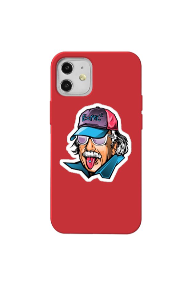 Apple iPhone 12 Einstein Red Colored Silicone TPU Θήκη