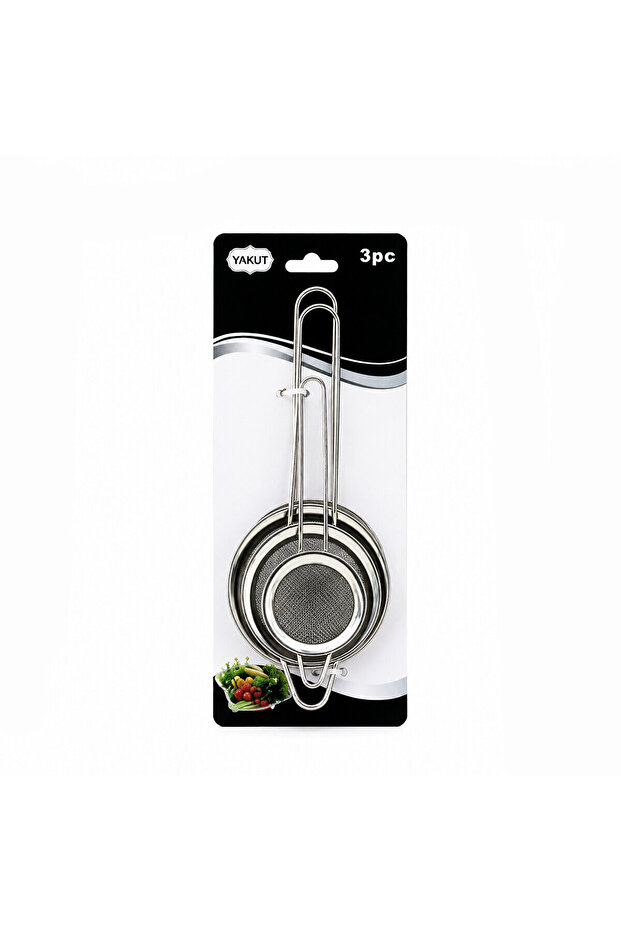 3Pcs Set Mini= 5-7-8cm Wire Strainer Metal Frame Metal Handle=8.5-10.5-10.5Cm