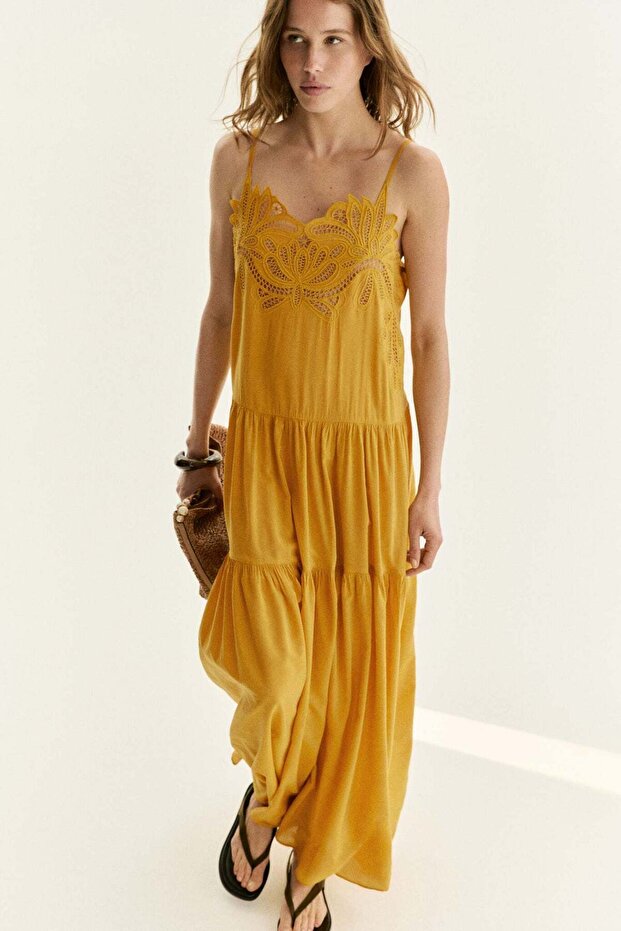 Embroidered tiered dress