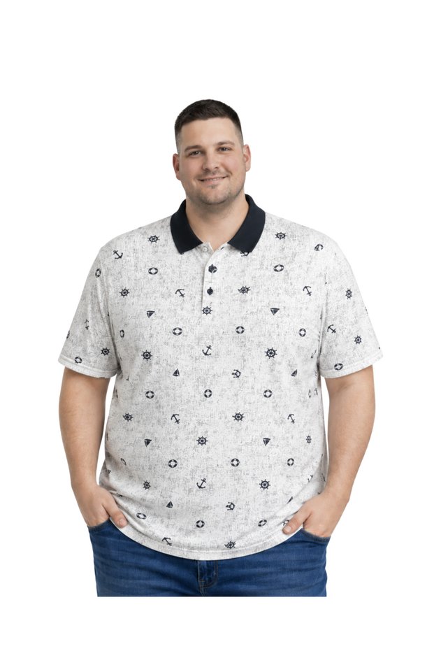 Men's Large Size Black Polo Collar Marina Short Sleeve T-Shirt 3Xl-4Xl-5Xl-6Xl