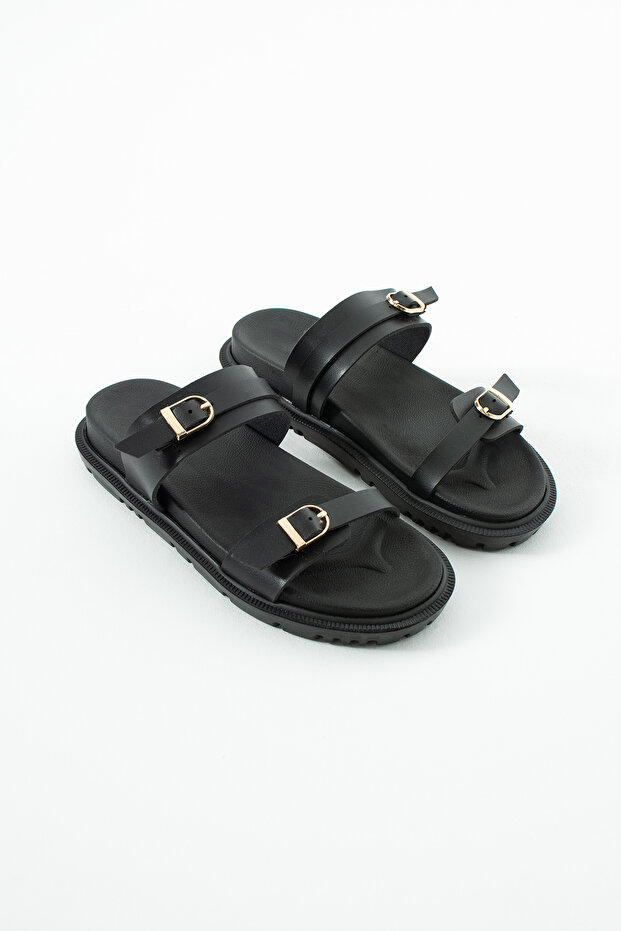 Women's Thin Double Buckle Thick Sole Stylish Summer Casual Slippers