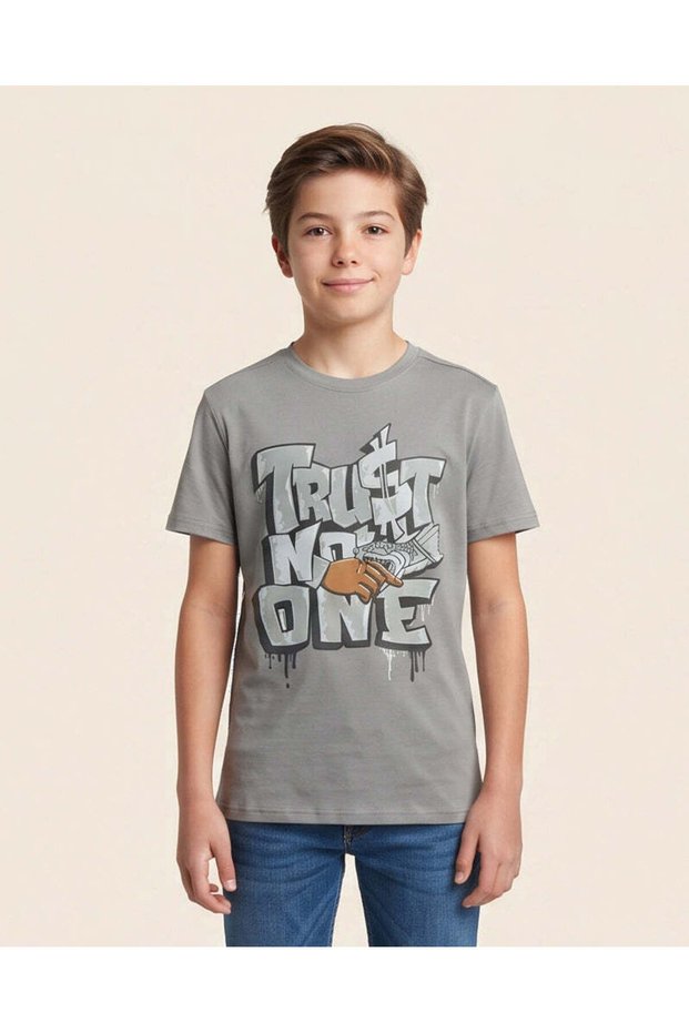 Senior Boys Grey Graphic T-Shirt