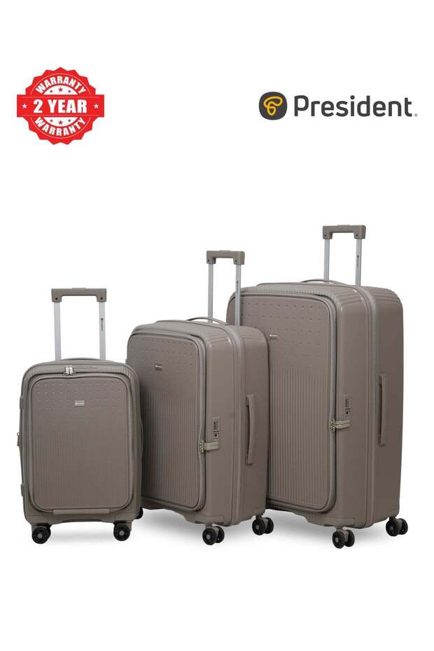 3 Piece Polypropylene Hard-side Luggage Set with TSA Lock | Lightweight Spinner Suitcases with 360° Wheels | Durable Trolley Bags for Secure Travel (Small, Medium, Large) PPZ—DT-L.COFFEE