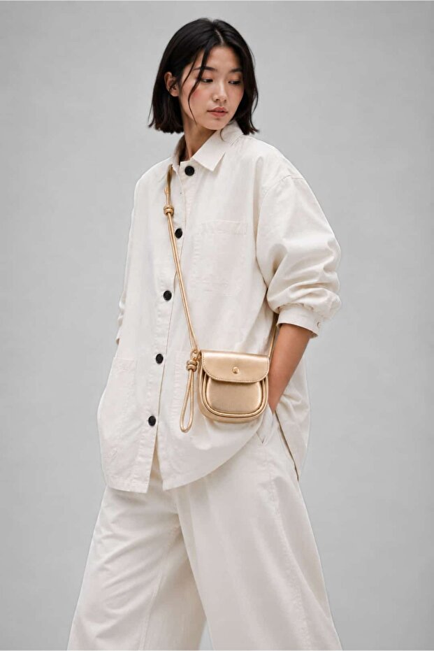 Mini Muse Crossbody Bag with Adjustable Strap Detail - Gold