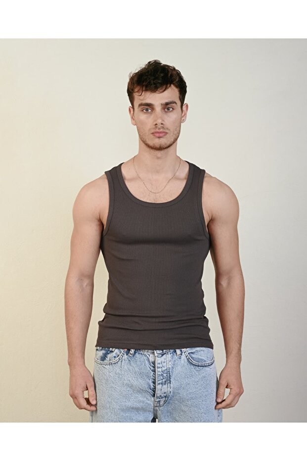 Men's Slim Fit Ribbed Athlete Crew Neck Cotton Basic