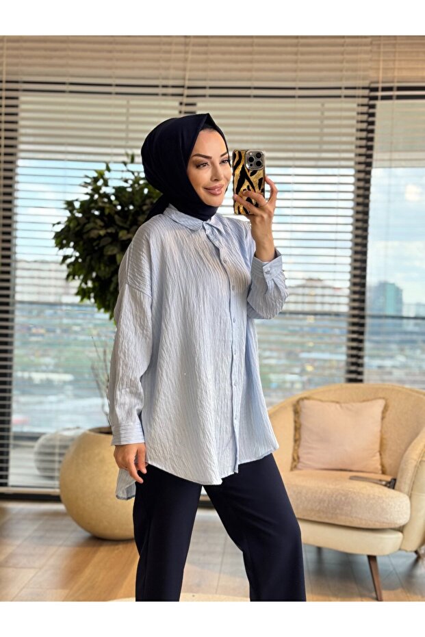 3344 Sequin Detailed Shirt Blue