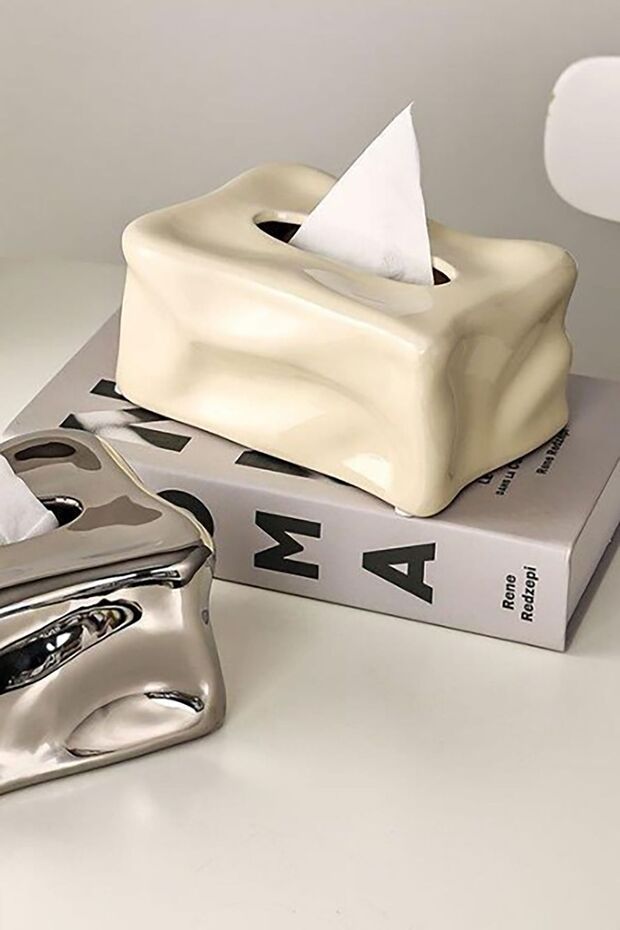 Decorative Napkin Holder Ceramic Napkin Holder Cream Color Wm23051-Nb