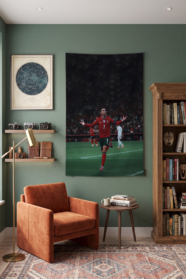 Cristiano Ronaldo Wall Covering – Modern Decorative Quality Fabric Tapestry Wall Tapestry