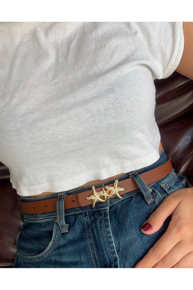 Medal Starfish Buckle Belt Waist Belt Coat Belt Dress Belt Trouser Belt
