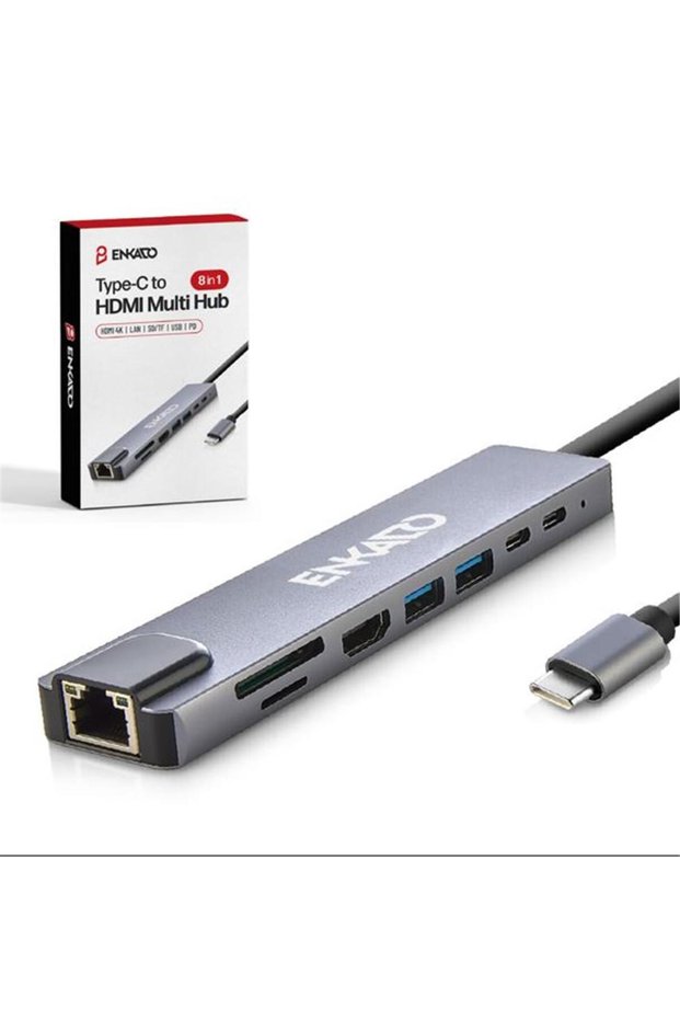 Enkado ekd-tp42 type-c to hdmi 8in 2pd+2 usb 2.0 +hdmi 4k +sd-tf+ethernet 100mbs