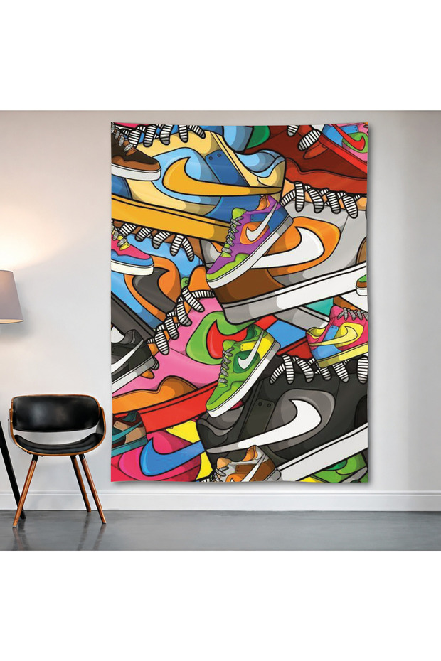 Sneaker Art Wall Covering Wall Tapestry First Quality Satin Fabric Poster