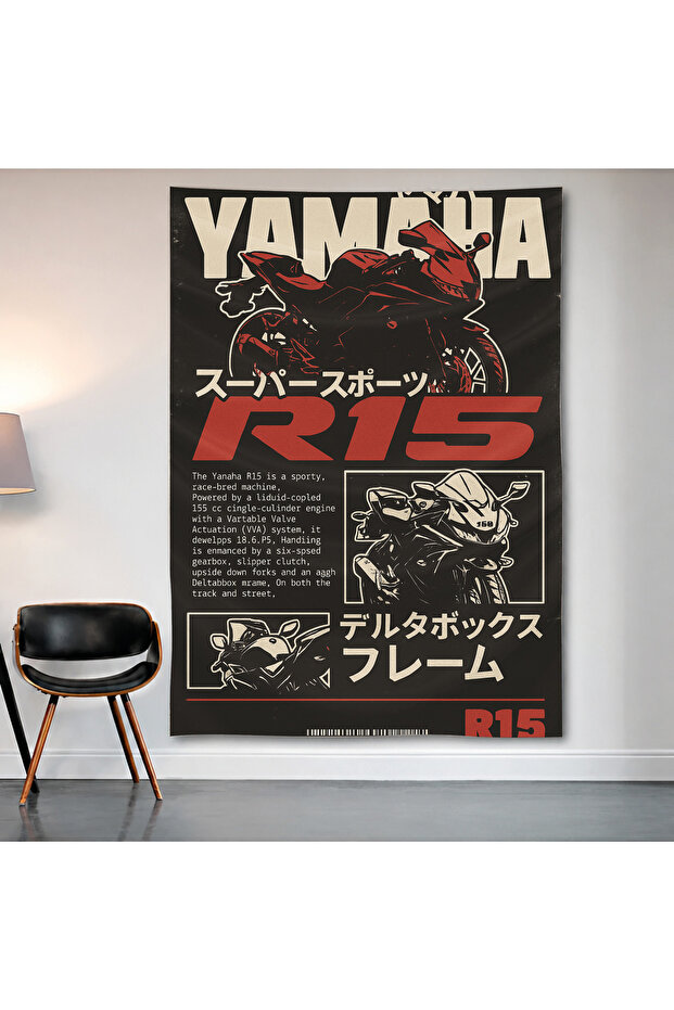 Yamaha R15 Wall Covering Wall Tapestry First Quality Satin Fabric Poster