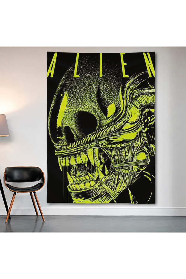 Alien Xenomorph Wall Covering Wall Tapestry First Quality Satin Fabric Poster