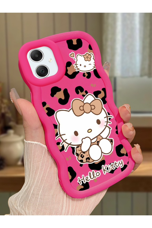 Samsung Galaxy A05 Compatible Case Camera Protector Red Silicone Couple Phone Case Kitty Pattern